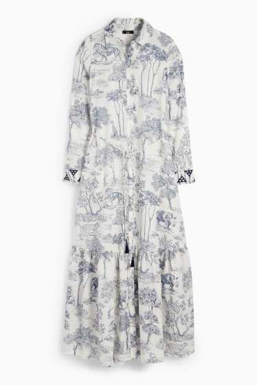 Dames - Rangsutra x C&A - maxi-jurk - met patroon - donkerblauw / crème wit