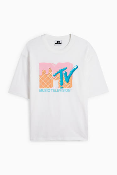 Men - T-shirt - oversized - MTV - white