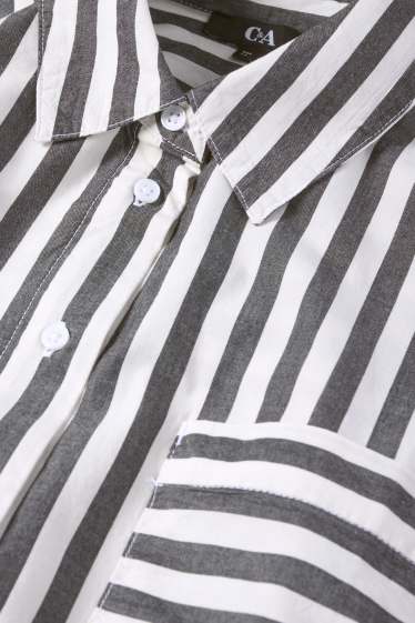 Women - Blouse - striped - white / black