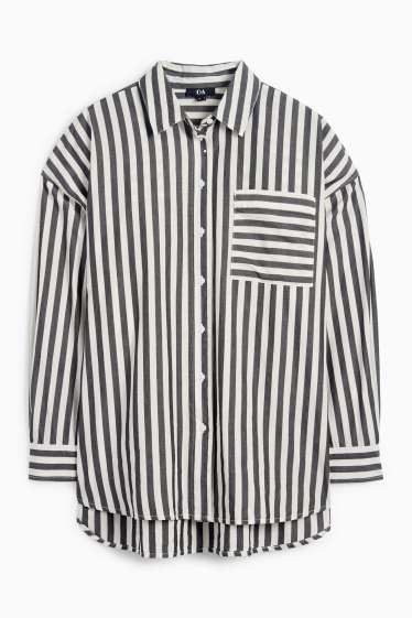 Women - Blouse - striped - white / black