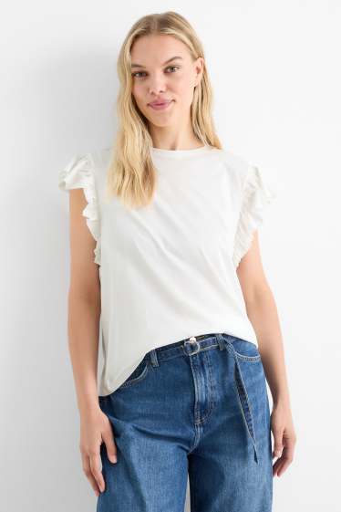 Femmes - T-shirt basique - regular fit - blanc
