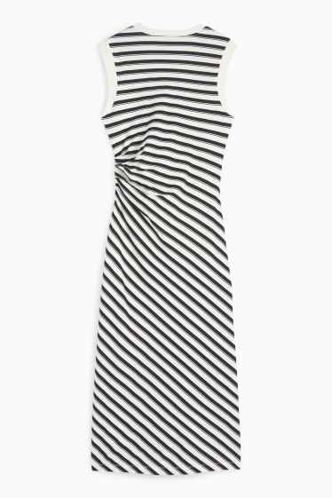 Women - Fit & flare dress - striped - black / white
