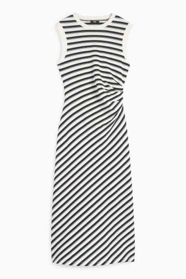 Women - Fit & flare dress - striped - black / white