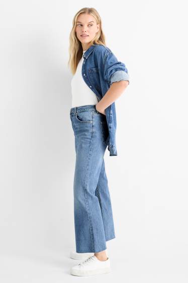 Dona - Crop flared jeans - high waist - texà blau clar