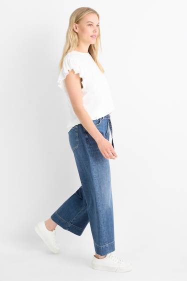 Donna - Jeans a gamba larga con cintura - vita media - jeans blu