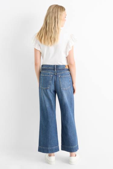 Donna - Jeans a gamba larga con cintura - vita media - jeans blu