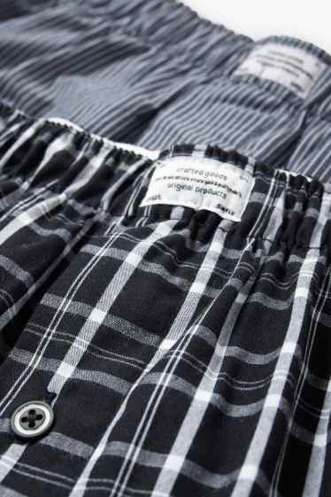 Heren - Set van 2 - boxershorts - geweven - zwart / wit