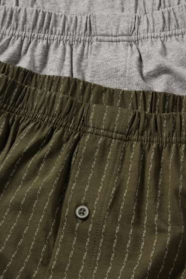 Heren - Set van 2 - boxershort - jersey - groen / grijs