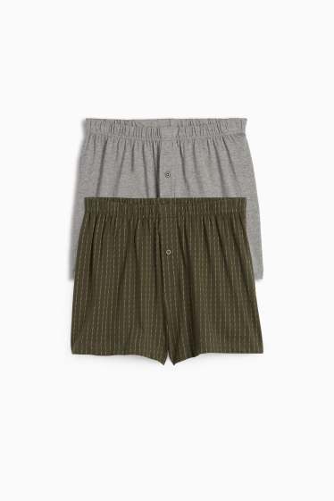 Heren - Set van 2 - boxershort - jersey - groen / grijs