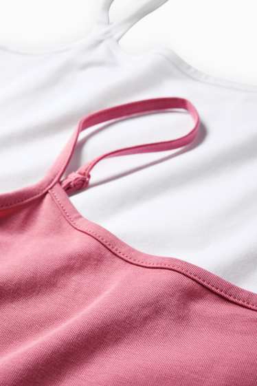 Damen - Multipack 2er - Basic-Top - weiß / rosa