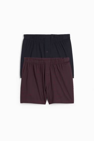 Uomo - Confezione da 2 - boxer - jersey - rosso / blu