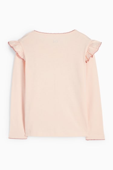 Kinder Mädchen - Gänse und Haus - Langarmshirt - Glanz-Effekt - rosa