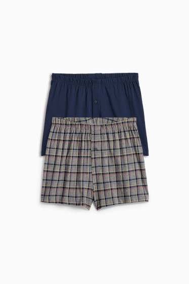 Hommes - Lot de 2 - caleçons - jersey - bleu foncé