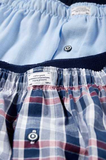 Heren - Set van 2 - boxershorts - geweven - donkerblauw