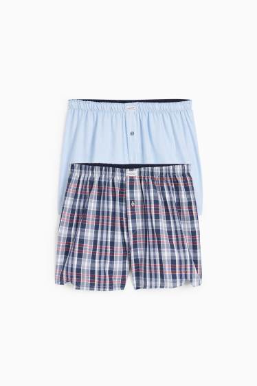 Heren - Set van 2 - boxershorts - geweven - donkerblauw