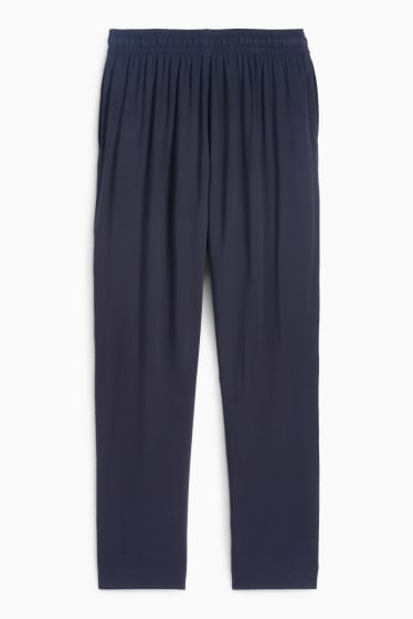 Women - Cloth trousers - high waist - tapered fit - dark blue