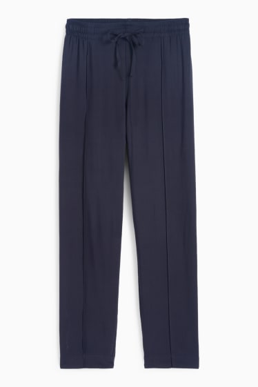 Women - Cloth trousers - high waist - tapered fit - dark blue