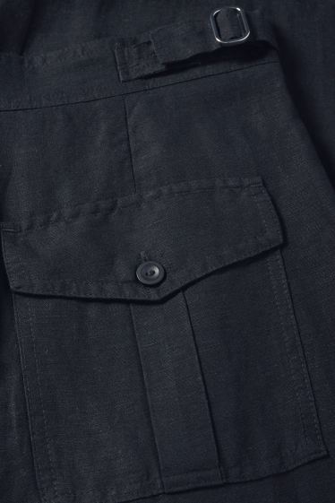 Women - Cloth trousers - high-rise waist - wide leg - linen blend - black