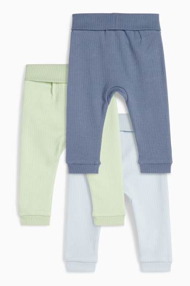 Baby Jungen - Multipack 3er - Baby-Jogginghose - strukturiert - hellblau