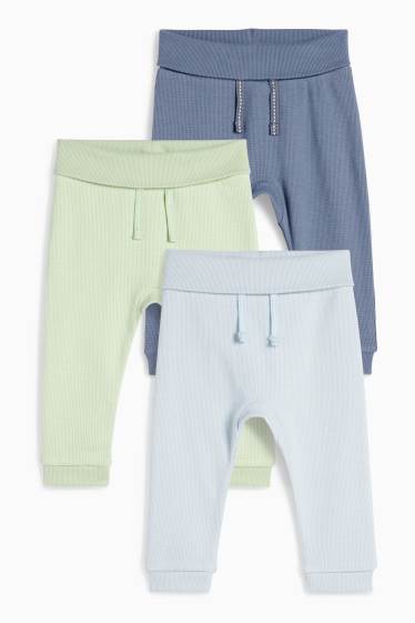 Baby Jungen - Multipack 3er - Baby-Jogginghose - strukturiert - hellblau