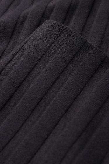 Women - Straight leggings - ribbed - black