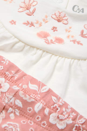 Baby Mädchen - Blümchen - Baby-Outfit - 3 teilig - weiss