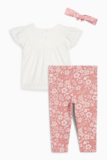 Baby Mädchen - Blümchen - Baby-Outfit - 3 teilig - weiss
