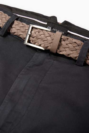 Heren - Korte broek met riem - donkerblauw