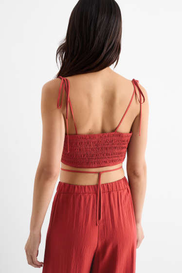 Donna - Top corto - rosso scuro