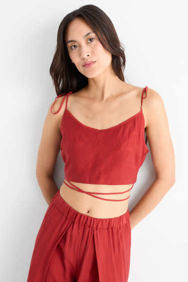 Donna - Top corto - rosso scuro