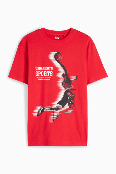Children Boys - Basketball - short sleeve T-shirt - red