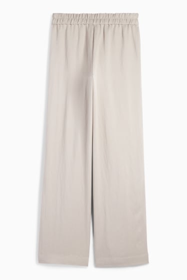Women - Cloth trousers - mid-rise waist - wide leg - gray
