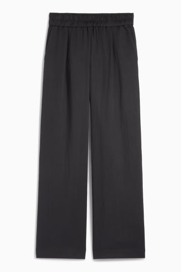 Damen - Stoffhose - Mid Waist - Wide Leg - schwarz