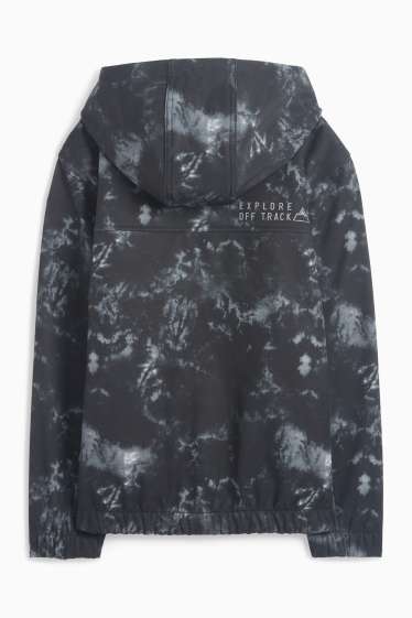 Kinder Jungen - Softshelljacke mit Kapuze - wasserdicht - gemustert - anthrazit