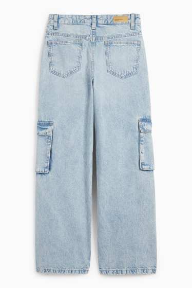 Kinder Mädchen - Cargo Jeans - helljeansblau
