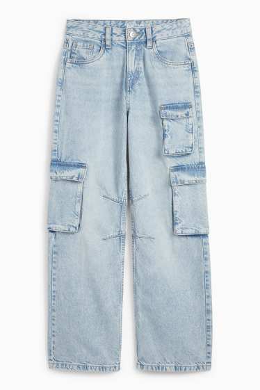 Kinder Mädchen - Cargo Jeans - helljeansblau