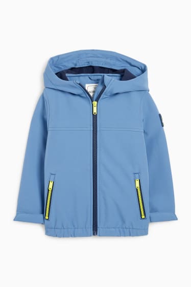 Kinder Jungen - Softshelljacke mit Kapuze - wasserdicht - blau