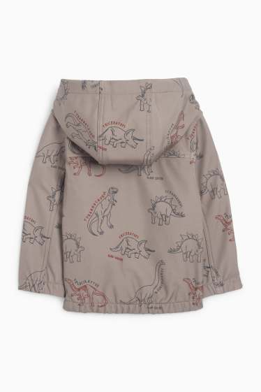 Kinder Jungen - Dino - Softshelljacke mit Kapuze - wasserdicht - braun