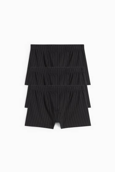 Herren - Multipack 3er - Trunks - gestreift - schwarz