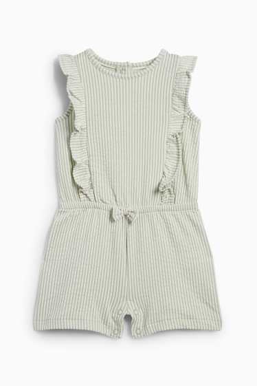 Bébés filles - Combinaison pour bébé - à rayures - texturé - vert / blanc crème