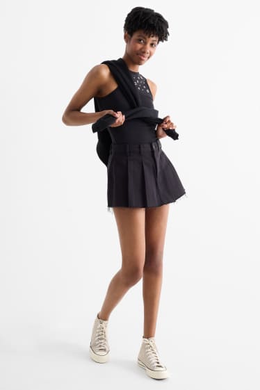 Femmes - Jupe short - jean gris foncé