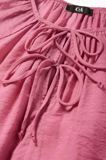 Women - V-neck blouse - dark rose