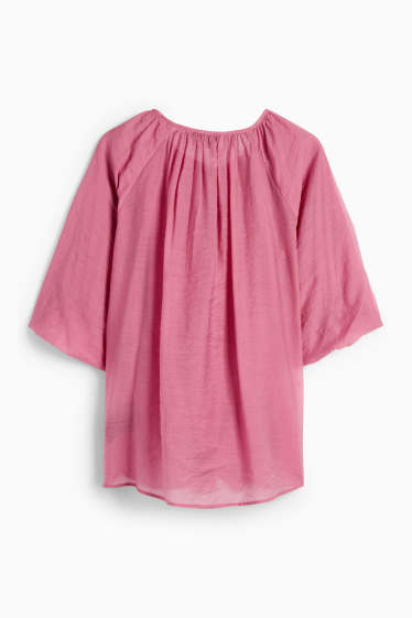 Women - V-neck blouse - dark rose