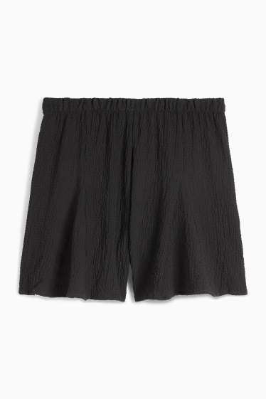 Damen - Shorts - High Waist - strukturiert - schwarz
