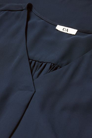 Damen - Bluse mit V-Ausschnitt - dunkelblau