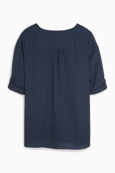 Damen - Bluse mit V-Ausschnitt - dunkelblau