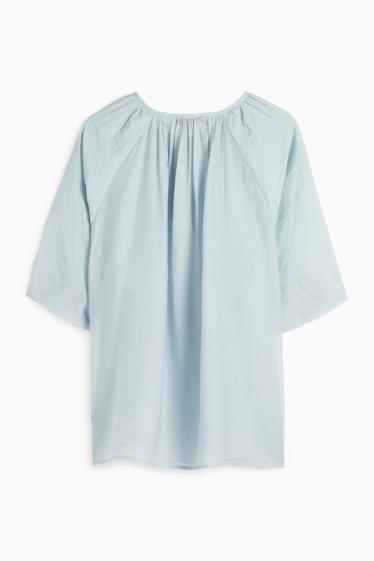 Women - V-neck blouse - light blue
