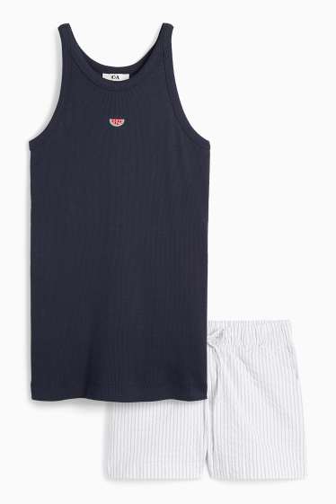 Damen - Shorty-Pyjama - dunkelblau