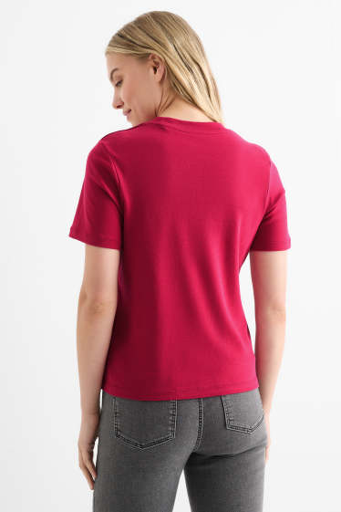 Damen - Basic-T-Shirt - Slim Fit - dunkelrot