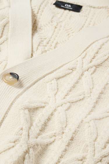 Men - Cardigan - cable knit pattern - creme